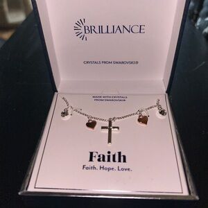 Swarovski crystal cross silver necklace